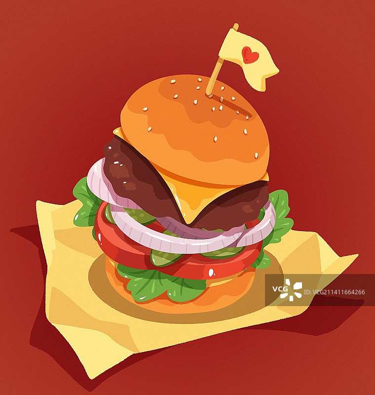 牛肉汉堡扁平插画图片素材