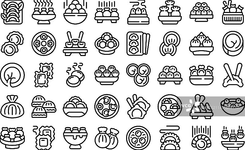 饺子图标轮廓合集图片素材