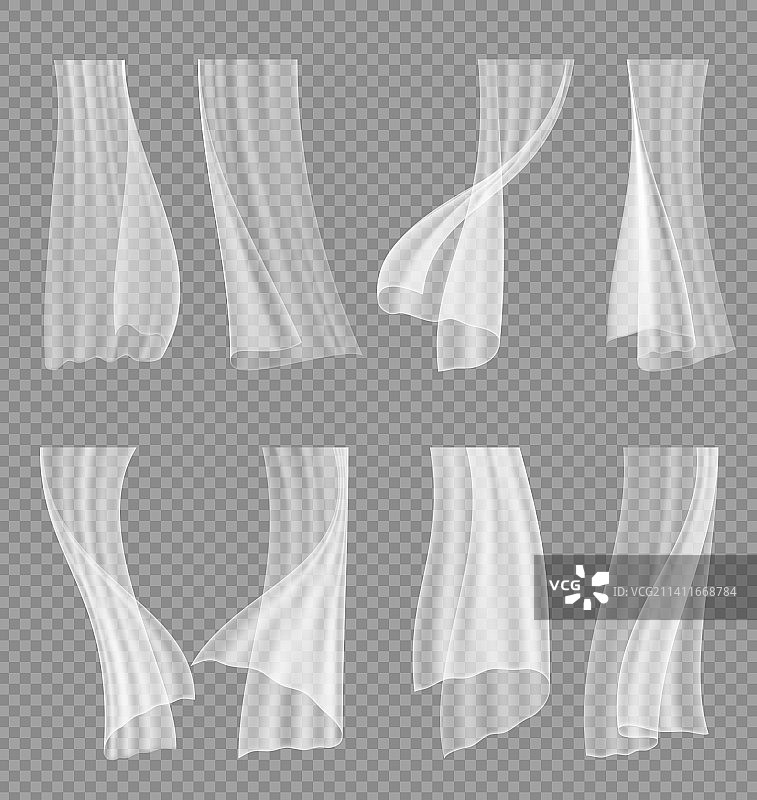 白色窗户面纱窗帘逼真薄纱窗帘图片素材