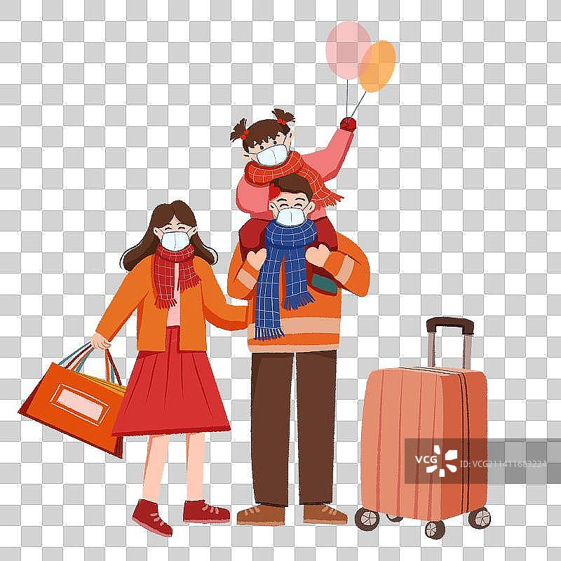 春运回家过年人物插画元素图片素材