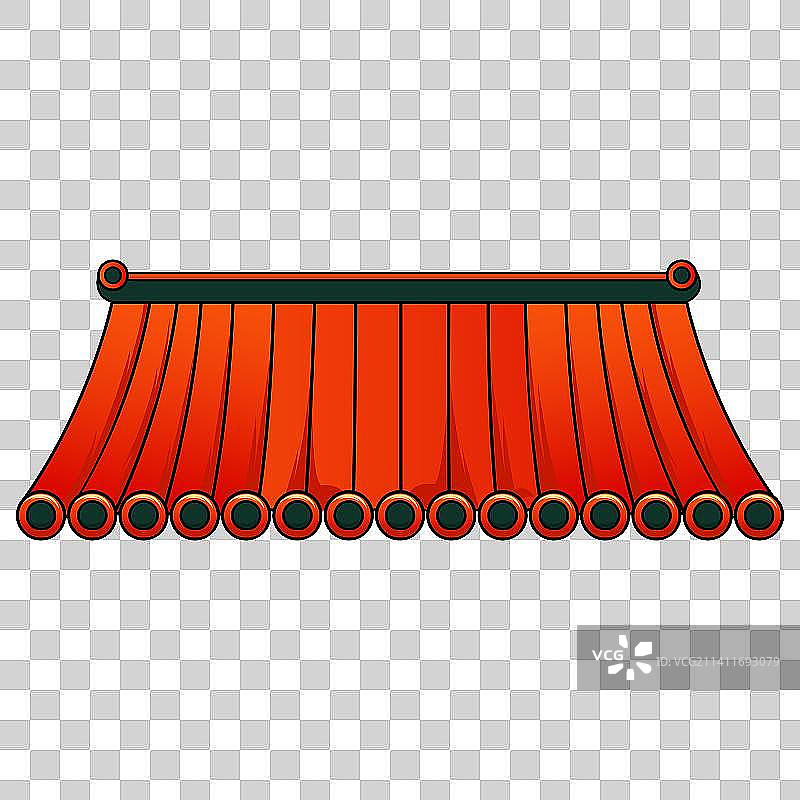 国潮风红色中式屋顶矢量插画元素图片素材