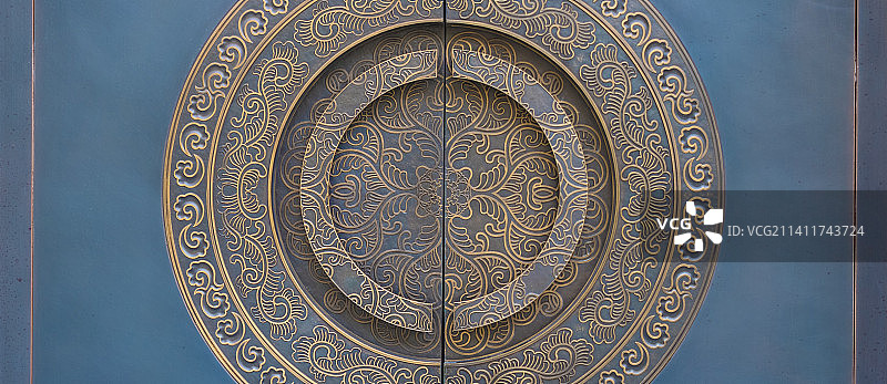 中式大门特写图片素材