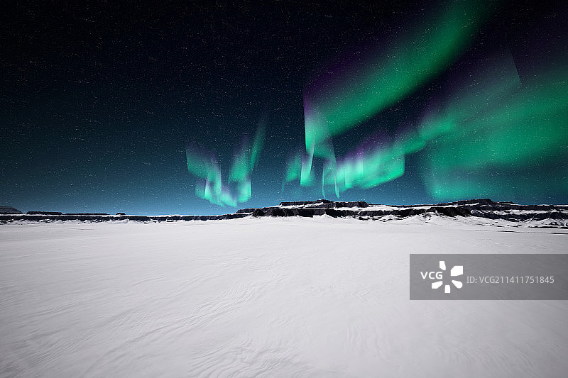 极地，公路，雪，极光图片素材