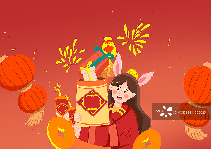 年货节新年购物插画图片素材