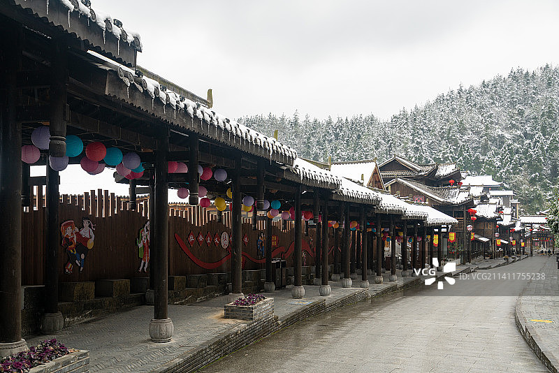 重庆酉阳酉州古城雪景图片素材