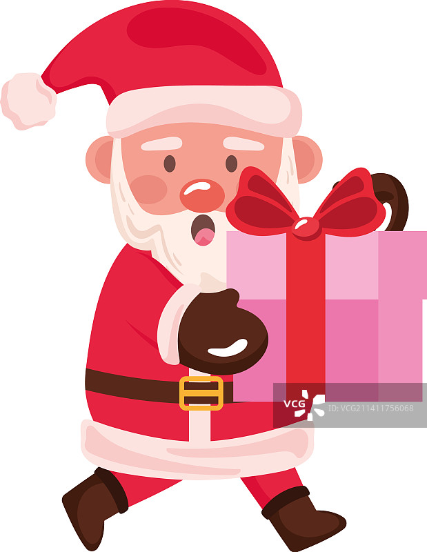 拿着粉色礼物的圣诞老人图片素材