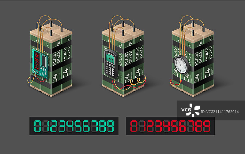 逼真炸弹组合图片素材