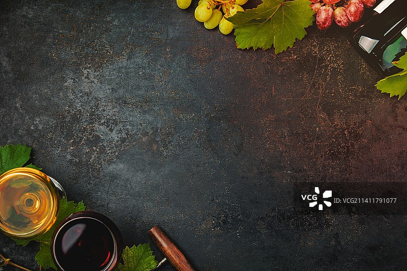 饮品与树叶俯视图图片素材