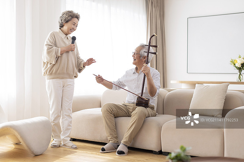 老年夫妇的休闲居家生活图片素材