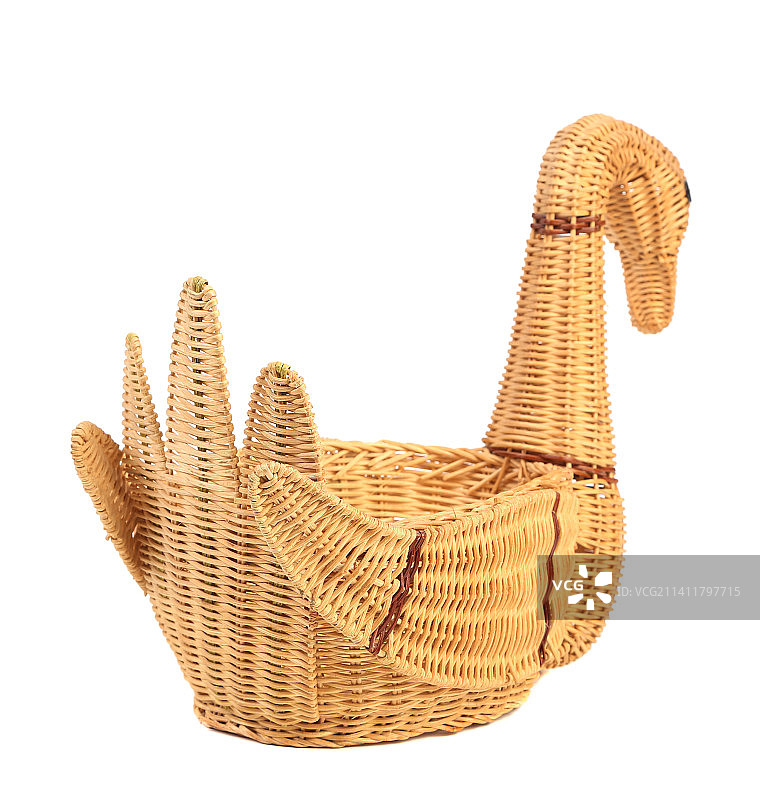 白色背景下的柳条筐特写，摩尔多瓦图片素材