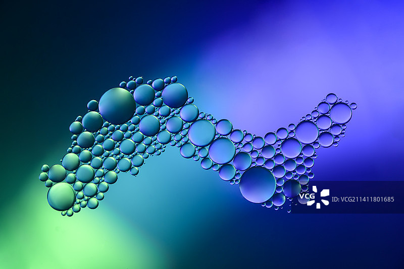 蓝色背景下的分子结构特写图片素材