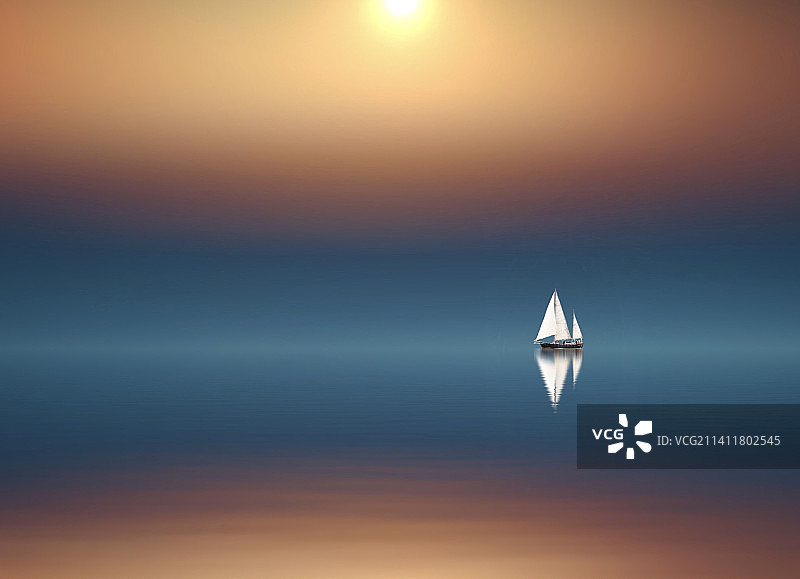 日落时海中船只的特写图片素材