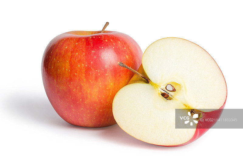 白色背景下的苹果特写图片素材