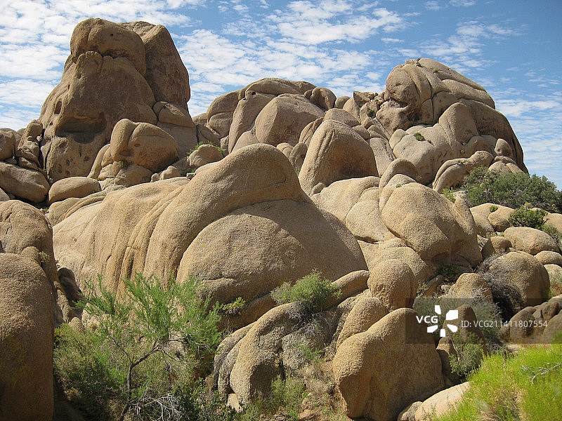 约书亚树国家公园光滑棕褐色巨石图片素材