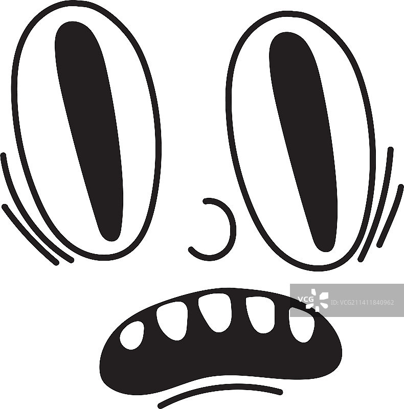 复古卡通风格的惊恐漫画表情图片素材