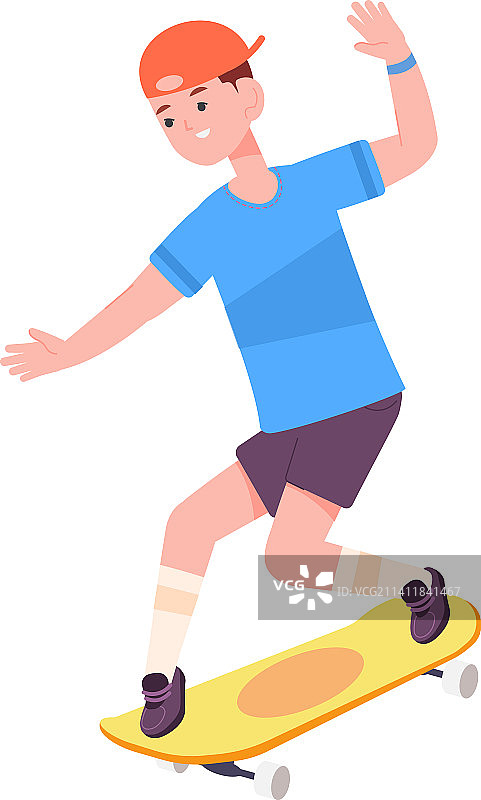 男孩在街头玩滑板图片素材