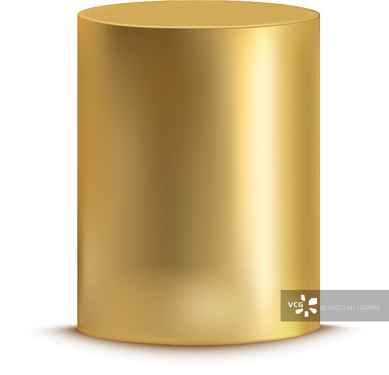 逼真的金色金属圆筒模型图片素材