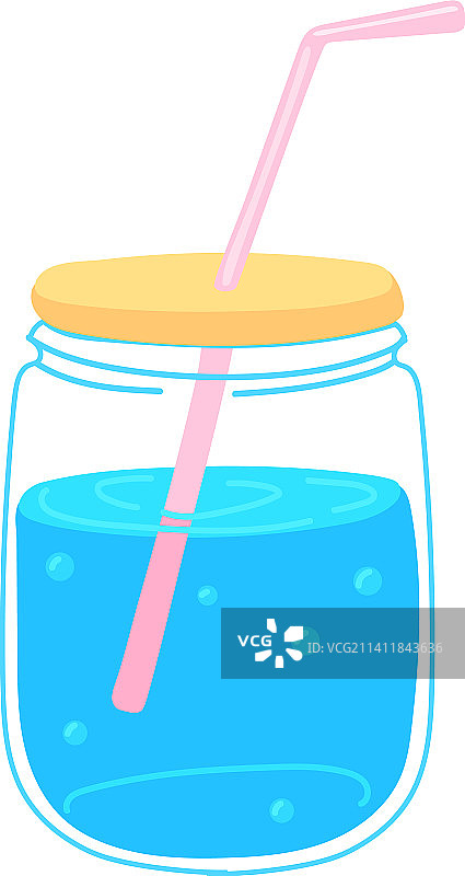 纯净水吸管梅森罐卡通饮品图片素材