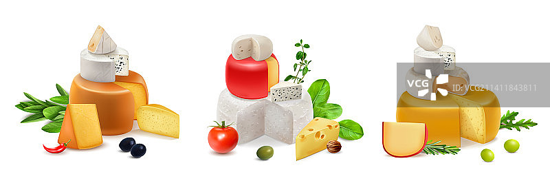 逼真奶酪组合模型图片素材