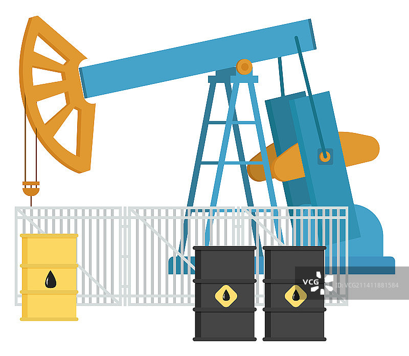 石油工业设备抽油机和油桶图片素材