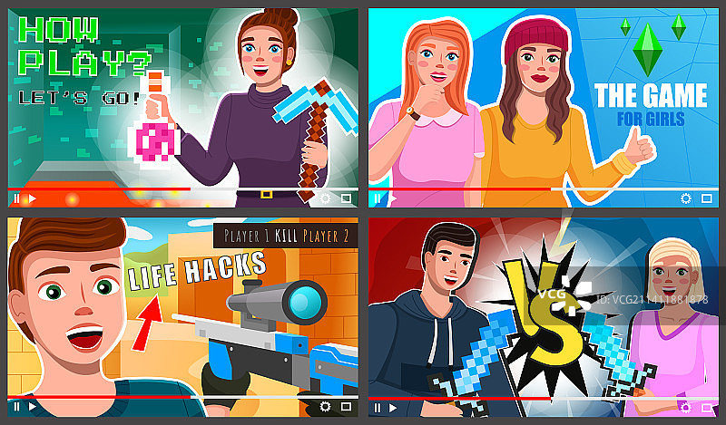 男人和女孩的专业游戏玩家讲述图片素材