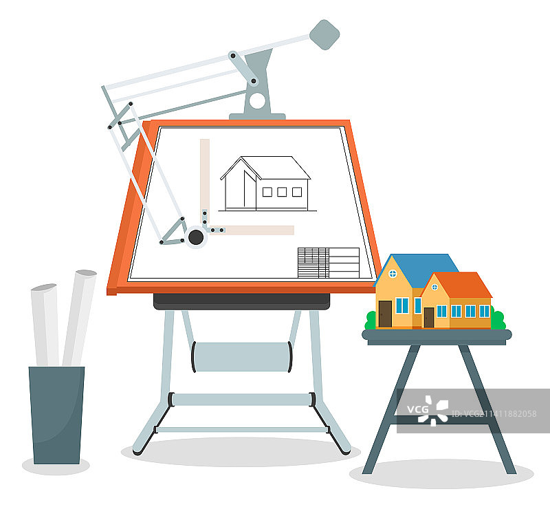 建筑师工程师工作场所与culman与一个图片素材