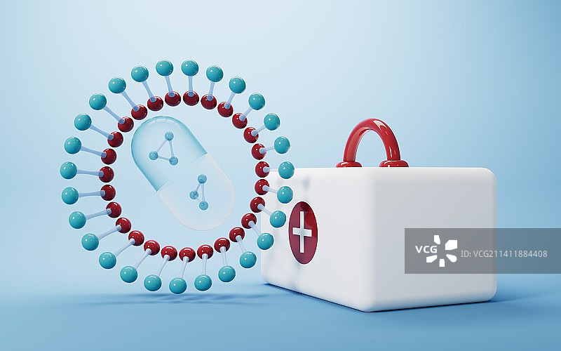 DNA与生物分子科技概念3D渲染图片素材