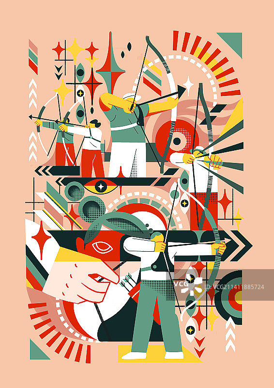 奥运会系列插画-射箭图片素材