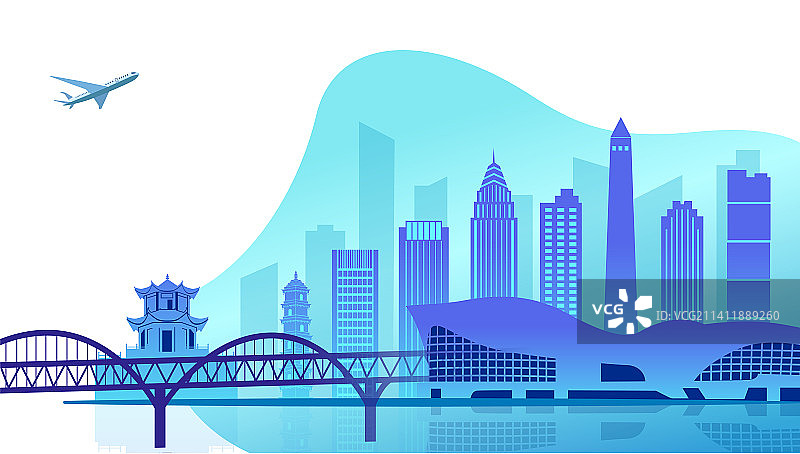 中国江西九江市城市矢量插画网页版图片素材