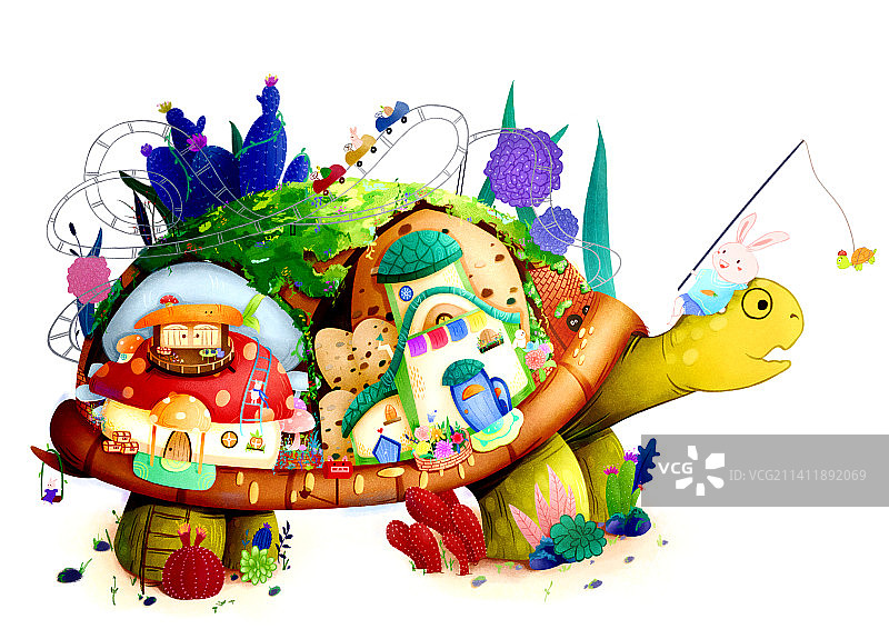 乌龟和兔子的移动客栈图片素材