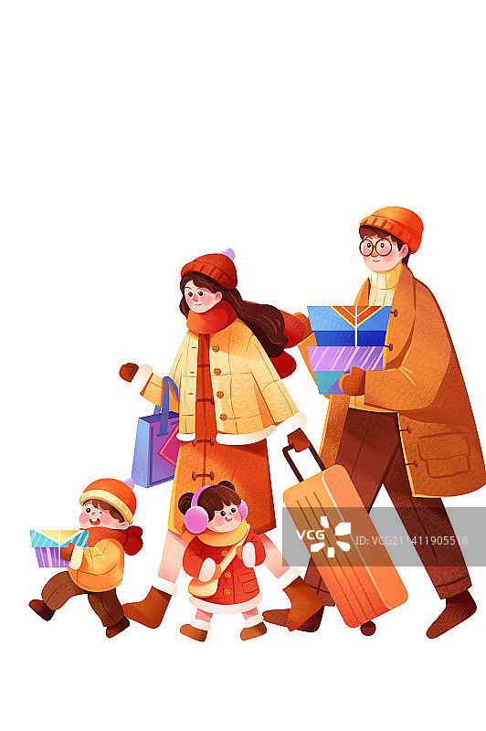 春节一家人回家图片素材