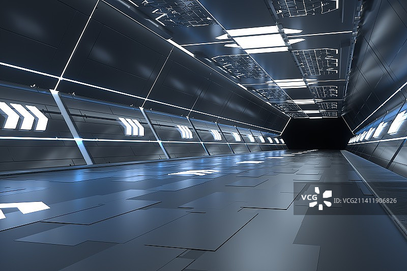 "科幻太空舱通道 3D未来隧道"图片素材