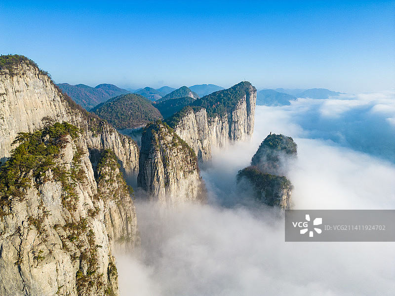 恩施大峡谷冬日云海奇观图片素材