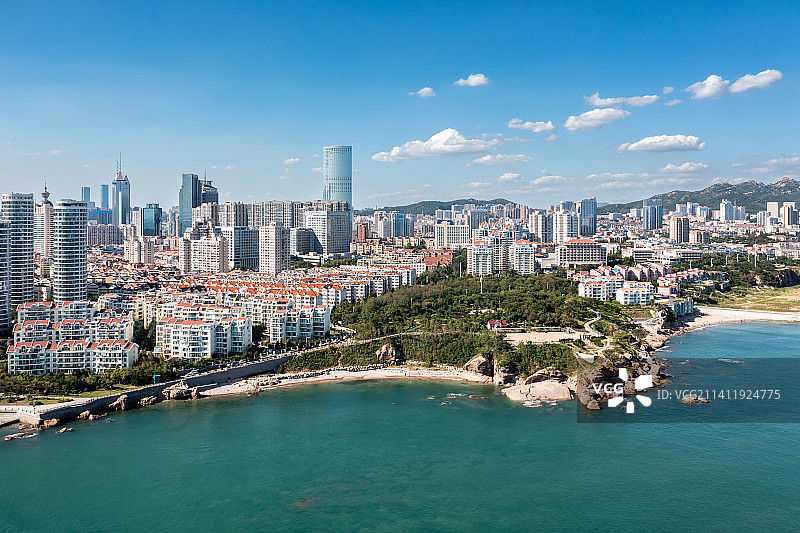 青岛市南区海岸线航拍图片素材