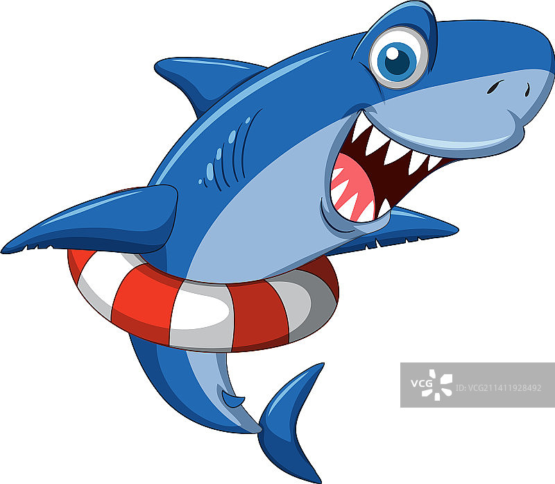 微笑的鲨鱼卡通形象图片素材