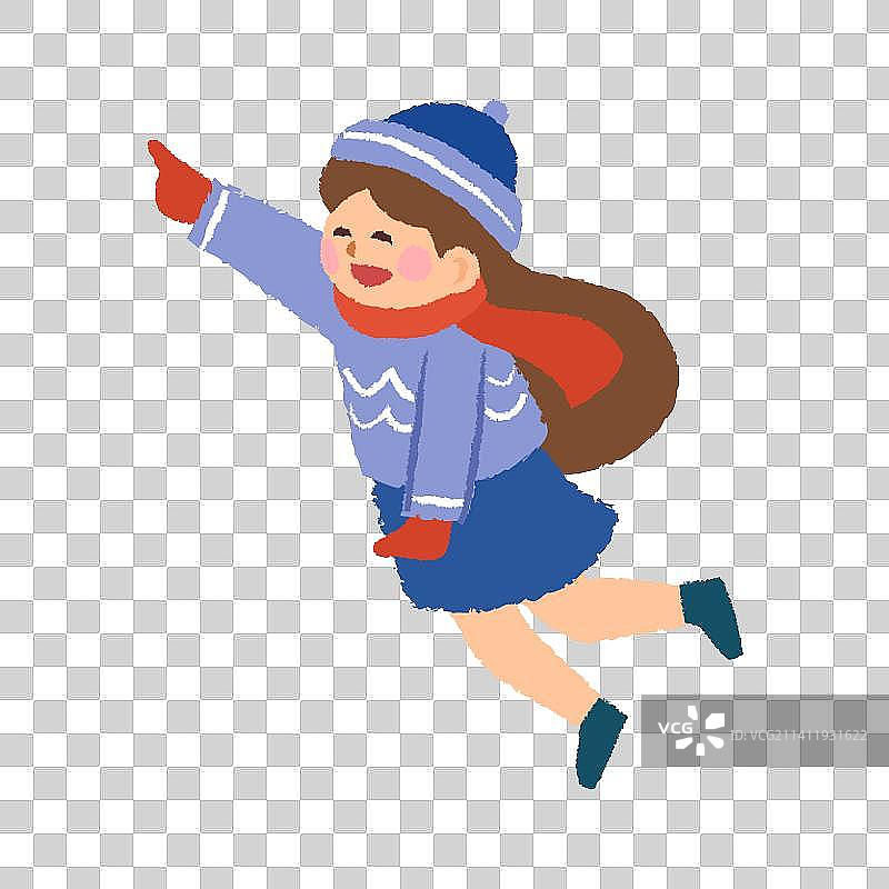 女孩开心地指指点点图片素材