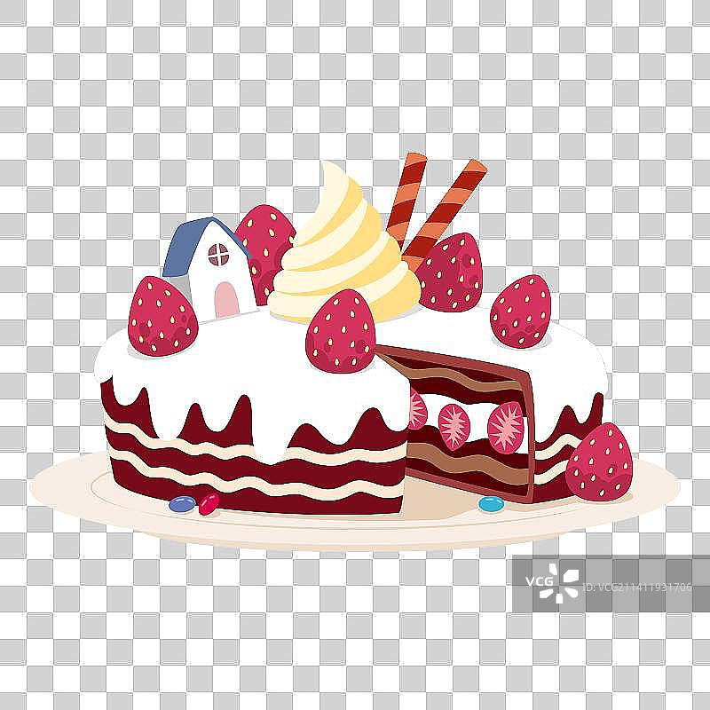 装饰美味草莓巧克力蛋糕图片素材