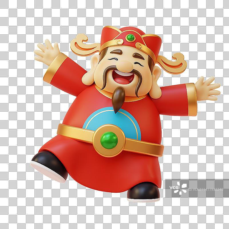 3D Happy God of Wealth with Arms Open图片素材