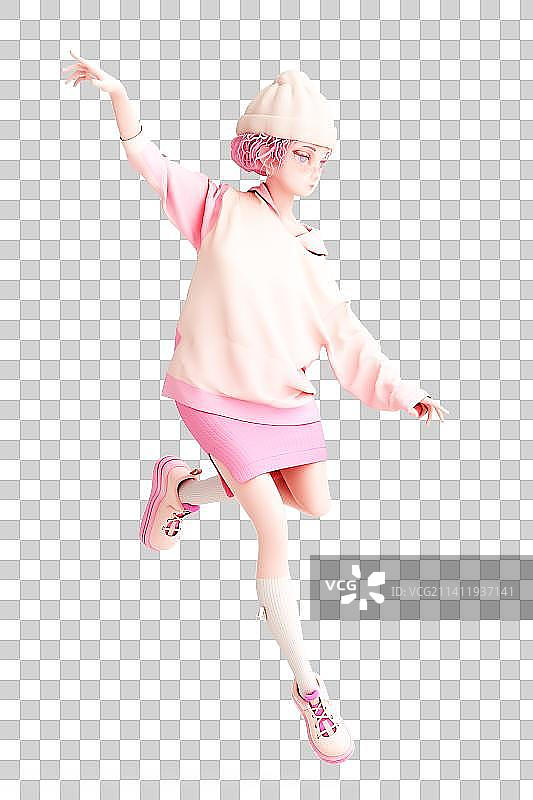 3D渲染的潮流女孩图片素材
