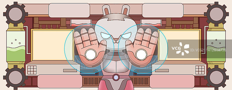 2023年兔年兔子机械朋克风新年新春春节科幻科技插画图片素材