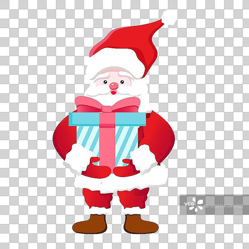 卡通手抱着礼物的圣诞老人矢量插图元素图片素材