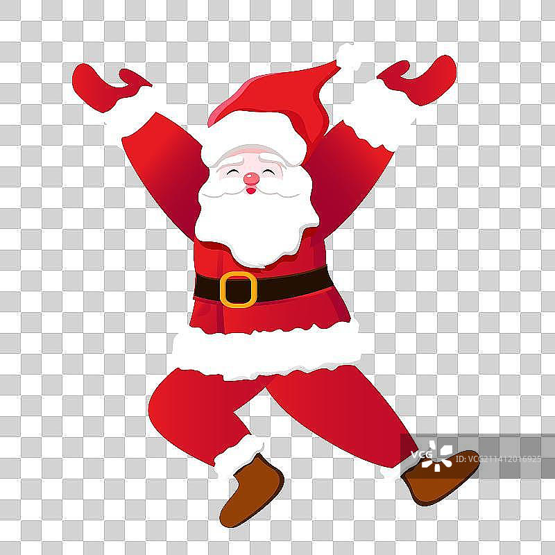 卡通开心的跳起来的圣诞老人矢量插图元素图片素材