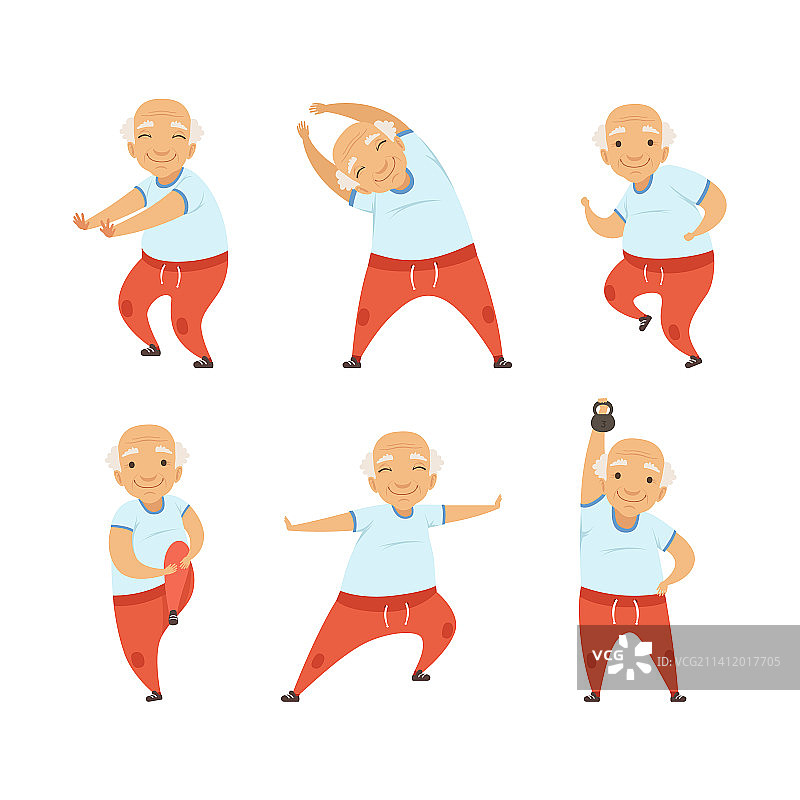 做健身运动的灰发老人图片素材