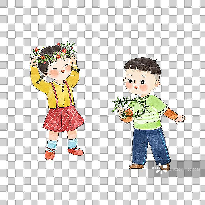 戴花环的小朋友图片素材