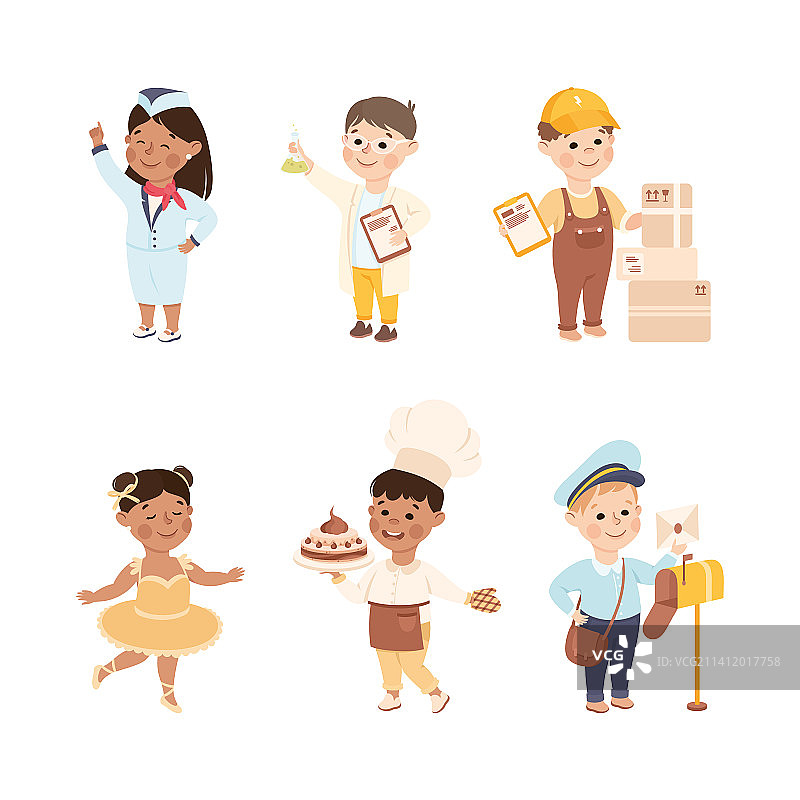 描绘不同的快乐男孩和女孩图片素材