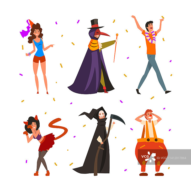 人们戴着狂欢节或化装舞会面具图片素材