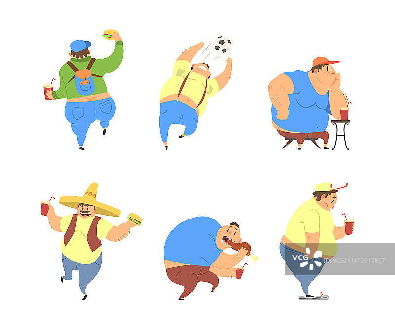 喝苏打水的胖肚子趣味男人角色图片素材