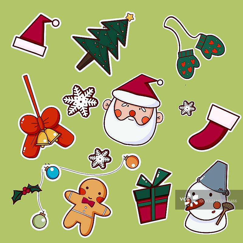 圣诞季—组合贴纸图片素材