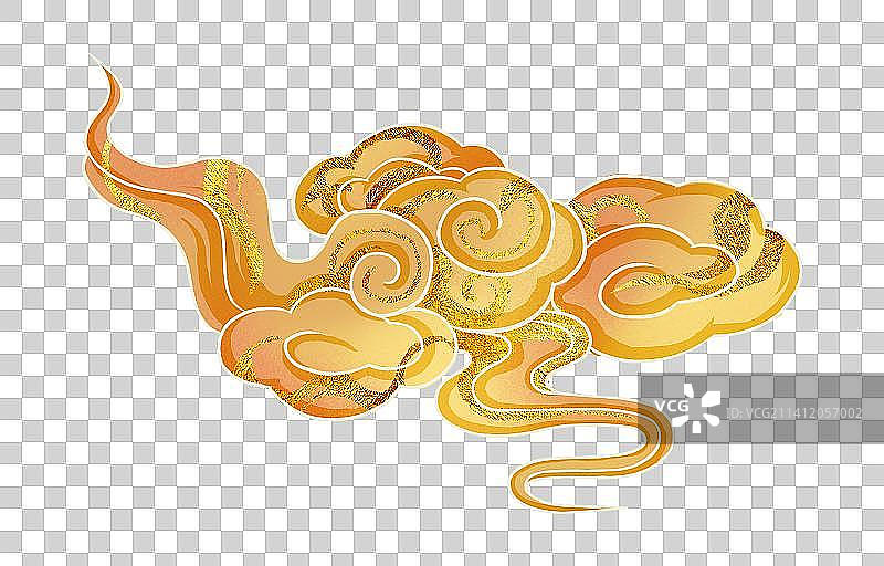 金色金箔花纹祥云免抠手绘国风素材图片素材