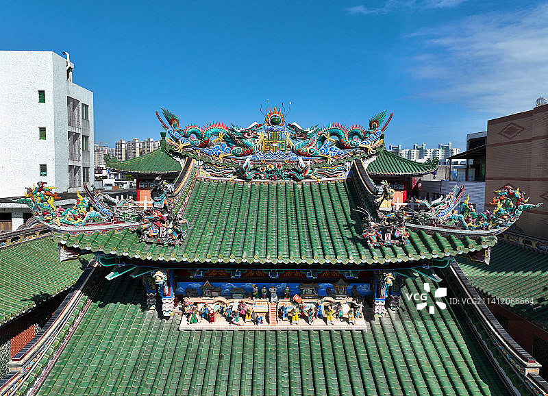 广东省汕尾市城区安美妈祖庙航拍图片素材